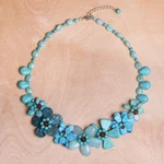 Multi-gemstone pendant necklace, 'Sky Terrace' - Hand Crafted Chalcedony and Jasper Pendant Necklace