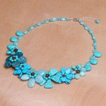 Multi-gemstone pendant necklace, 'Sky Terrace' - Hand Crafted Chalcedony and Jasper Pendant Necklace