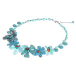 Multi-gemstone pendant necklace, 'Sky Terrace' - Hand Crafted Chalcedony and Jasper Pendant Necklace