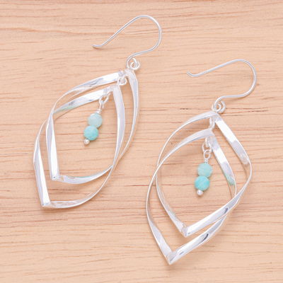 Amazonite dangle earrings, 'Space Cadet' - Sterling Silver and Amazonite Dangle Earrings