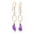 Gold-plated multi-gemstone dangle earrings, 'Queenly Dreams' - Gold-Plated Garnet and Amethyst Dangle Earrings