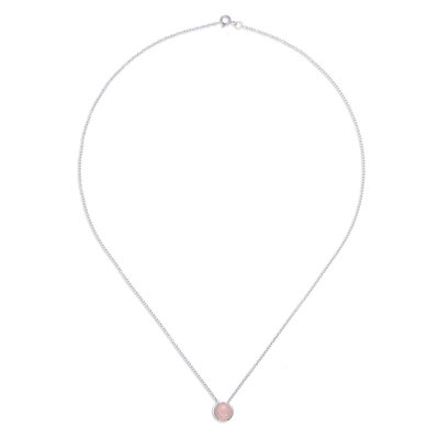 collar con colgante de cuarzo rosa - Collar con colgante de Cuarzo Rosa y Plata de Ley