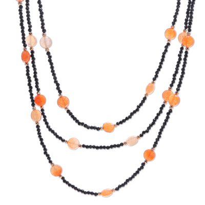 Gold-Accented Carnelian Beaded Necklace