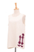 Embroidered cotton top, 'Mulberry Trellis' - Sleeveless Cotton Blouse with Floral Motif