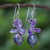 Amethyst and cultured pearl dangle earrings, 'Polar Sleep' - Amethyst and Cultured Pearl Cluster Earrings (image 2) thumbail