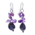 Amethyst and cultured pearl dangle earrings, 'Polar Sleep' - Amethyst and Cultured Pearl Cluster Earrings thumbail