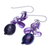 Amethyst and cultured pearl dangle earrings, 'Polar Sleep' - Amethyst and Cultured Pearl Cluster Earrings (image 2c) thumbail