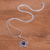 Halskette mit Sillimanit-Anhänger - Halskette mit Anhänger aus blauem Sillimanit und Sterlingsilber