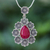 Sillimanite pendant necklace, 'Crowned Beauty in Pink' - Handmade Sterling Silver Pendant Necklace with Floral Motif