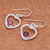 Garnet dangle earrings, 'Earnest Offer in Red' - Thai Garnet Dangle Earrings with Heart Motif