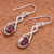 Garnet dangle earrings, 'Fall on Me' - Garnet and Sterling Silver Dangle Earrings