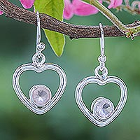 Rose quartz dangle earrings, 'Earnest Offer in Pink'