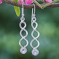 Rose quartz dangle earrings, 'Champagne Surprise in Pink'