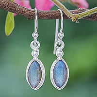 Labradorite dangle earrings, 'Spark Joy in Iridescent' - Thai Labradorite and Sterling Silver Dangle Earrings