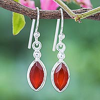 Carnelian dangle earrings, 'Spark Joy in Orange'