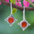 Carnelian drop earrings, 'Slow Burn in Orange' - Artisan Crafted Thai Carnelian Drop Earrings