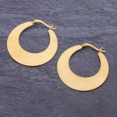 Gold-plated hoop earrings, 'Catch the Sun' - Handcrafted Gold-Plated Hoop Earrings