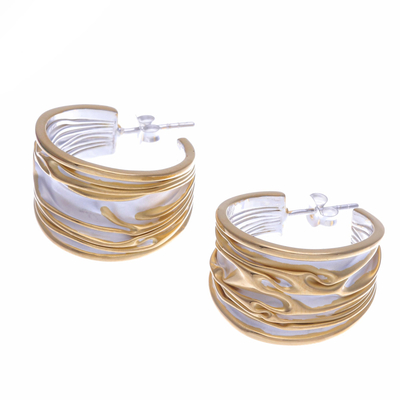Gold-accented half-hoop earrings, 'Sworn Friends' - Gold-Accented Half-Hoop Earrings from Thailand