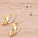Gold-accented dangle earrings, 'Twist and Shout' - Gold-Accented Sterling Silver Dangle Earrings