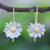 Gold-accented drop earrings, 'Midsummer Daisy' - Gold-Accented Drop Earrings with Floral Motif (image 2) thumbail