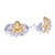 Gold-accented cubic zirconia button earrings, 'Orchid Hunt' - Gold-Accented Button Earrings with Orchid Motif