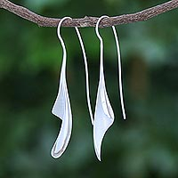 Sterling silver drop earrings, 'Open Season' - Hand Crafted Sterling Silver Drop Earrings from Thailand