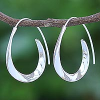 Sterling silver drop earrings, 'Curves Ahead' - Hand Made Thai Sterling Silver Drop Earrings