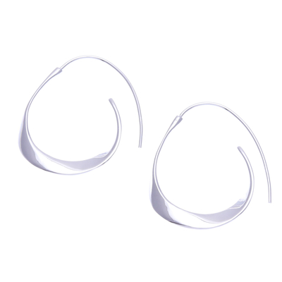 Sterling silver drop earrings, 'Curves Ahead' - Hand Made Thai Sterling Silver Drop Earrings