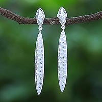 Sterling silver dangle earrings, 'Natural Law' - Sterling Silver Dangle Earrings with Hammered Finish