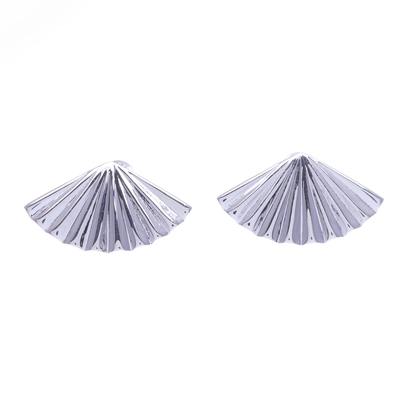 Sterling Silver Drop Earrings with Handheld Fan Motif