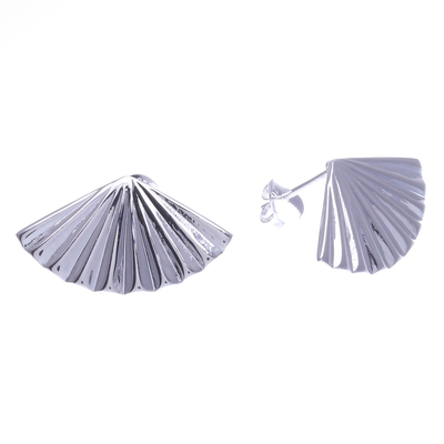 Sterling silver drop earrings, 'Asian Fan' - Sterling Silver Drop Earrings with Handheld Fan Motif