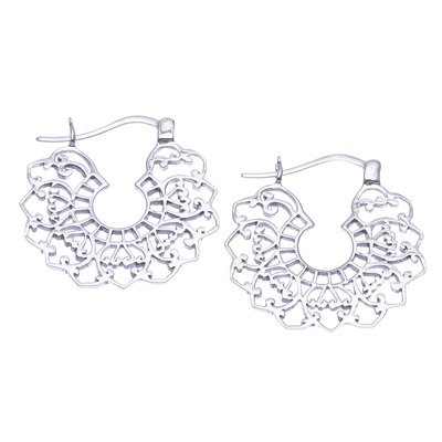 Sterling silver hoop earrings, 'Eternal Life' - Hand Crafted Sterling Silver Hoop Earrings