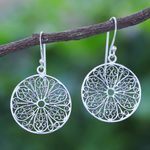 Sterling silver dangle earrings, 'Looking Glass' - Handcrafted Sterling Silver Dangle Earrings from Thailand