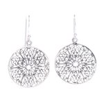 Sterling silver dangle earrings, 'Looking Glass' - Handcrafted Sterling Silver Dangle Earrings from Thailand