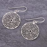 Sterling silver dangle earrings, 'Looking Glass' - Handcrafted Sterling Silver Dangle Earrings from Thailand