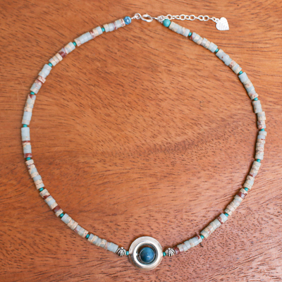 Halskette mit Anhänger aus mehreren Edelsteinen - Handgefertigte Halskette mit Edelsteinanhänger