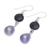 Onyx and cultured pearl dangle earrings, 'Smoky Campfire' - Thai Onyx and Cultured Pearl Dangle Earrings (image 2c) thumbail