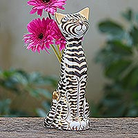 Porcelain vase, 'Zebra Cat'