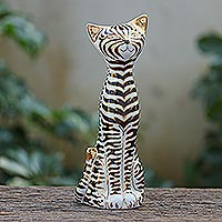 Porcelain statuette, 'Zebra Cat'