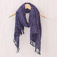Hand-woven silk scarf, 'Winter Begins' - Hand-Woven Bark Silk Scarf from Thailand