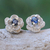 Sapphire stud earrings, 'Great Beauty in Blue' - Blue Sapphire Stud Earrings with Floral Motif (image 2) thumbail