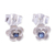 Sapphire stud earrings, 'Great Beauty in Blue' - Blue Sapphire Stud Earrings with Floral Motif