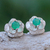 Chalcedony stud earrings, 'Great Beauty in Green' - Green Chalcedony and Sterling Silver Stud Earrings (image 2) thumbail