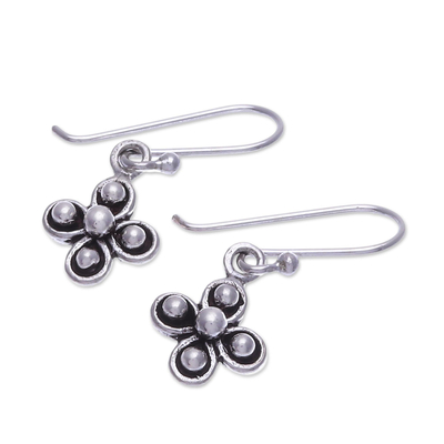 Sterling silver dangle earrings, 'Circle of Virtue' - Artisan Crafted Sterling Silver Dangle Earrings