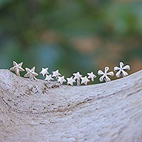 Sterling silver stud earrings, 'Seeing Stars' (set of 3) - Sterling Silver Stud Earrings with Star Motif (Set of 3)