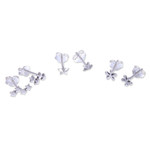 Sterling silver stud earrings, 'Seeing Stars' (set of 3) - Sterling Silver Stud Earrings with Star Motif (Set of 3)