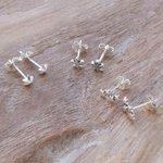 Sterling silver stud earrings, 'Seeing Stars' (set of 3) - Sterling Silver Stud Earrings with Star Motif (Set of 3)