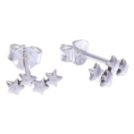 Sterling silver stud earrings, 'Seeing Stars' (set of 3) - Sterling Silver Stud Earrings with Star Motif (Set of 3)