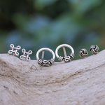 Sterling silver stud earrings, 'Daily Sparkle' (set of 3) - Hand Crafted Sterling Silver Stud Earrings (Set of 3)