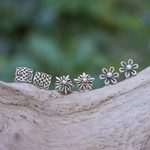 Sterling silver stud earrings, 'Daily Bloom' (set of 3) - Sterling Silver Stud Earrings with Floral Motif (Set of 3)